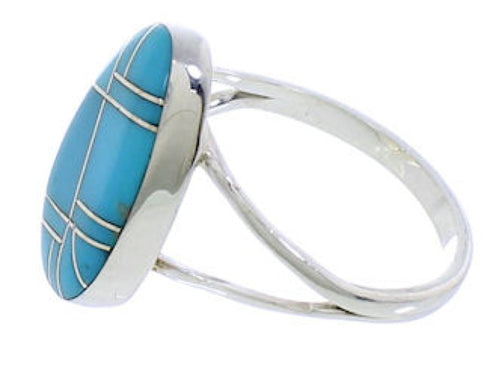 Southwest Sterling Silver Turquoise Inlay Ring Size 6-1/2 TX39206